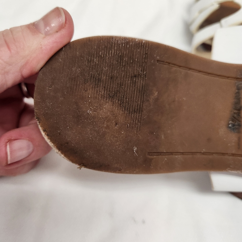 Tory Burch White Leather Anchor Flat Slides Size 6.5 - Picture 7 of 8